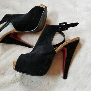 Black bootie strap heels